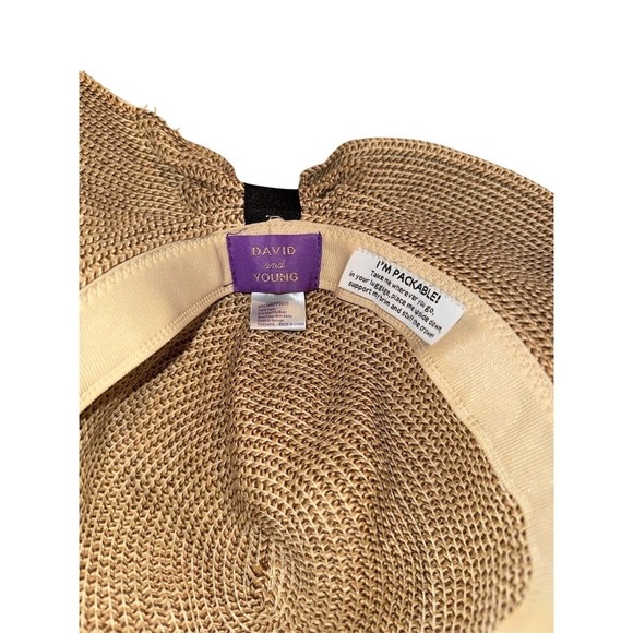 David and Young Sun Hat Womens One Size Beige Packable Wide Brim Floppy travel - Picture 2 of 7